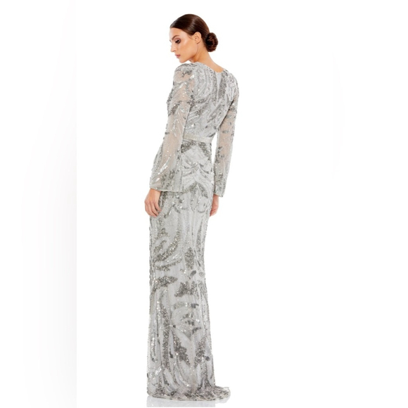 Sequin embellished v neckline evening gown - Picture 2 of 3